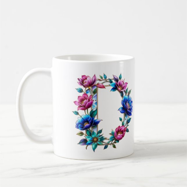D Coffee Mug - Design floral pour le don (Gauche)