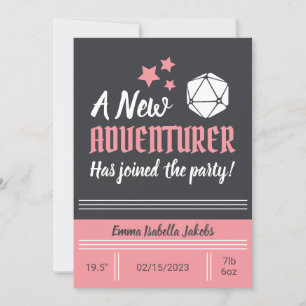 D&D bébé Faire-part de naissance rose fille