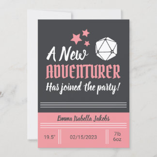 D&D bébé Faire-part de naissance rose fille