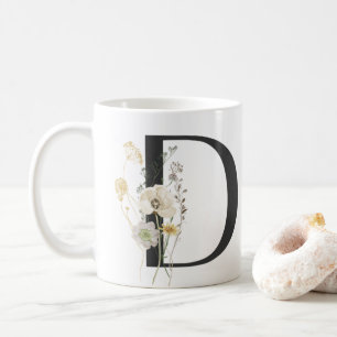 D initial Avec fleur de couleur douce Café Mug