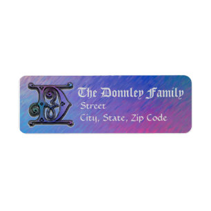 D Monogramme "Bleu du Vieux Monde" Étiquettes de a
