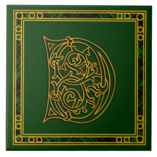 D Monogramme "Irish Gold on Green" Carreaux cérami
