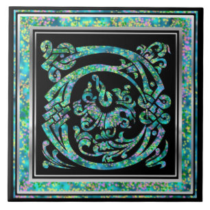 D Monogramme "Masselle Blue" Carreaux de céramique