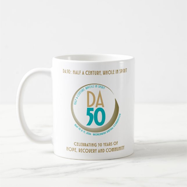 DA50 Worldwide Virtual Convention Mug in Gold/Teal (Gauche)