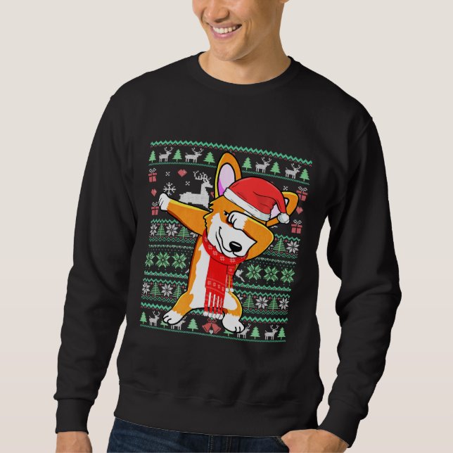 Dabbing Corgi Chien moche Sweat de Noël Coûts de N (Devant)