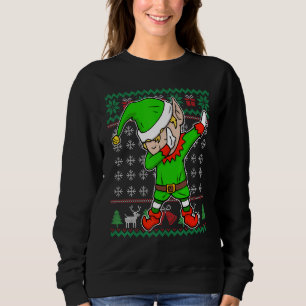 Dabbing Elf laid Christmas Sweat Funny Holiday