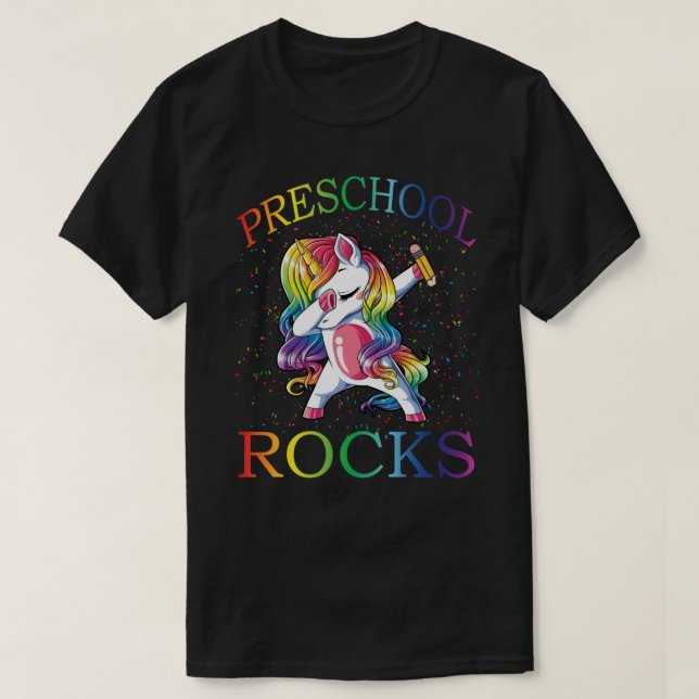 Dabbing Preschool Teacher Unicorn Tshirt 1er jour  (Design devant)