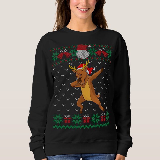 Dabbing Reindeer, laides Noël Sweat Noël (Devant)
