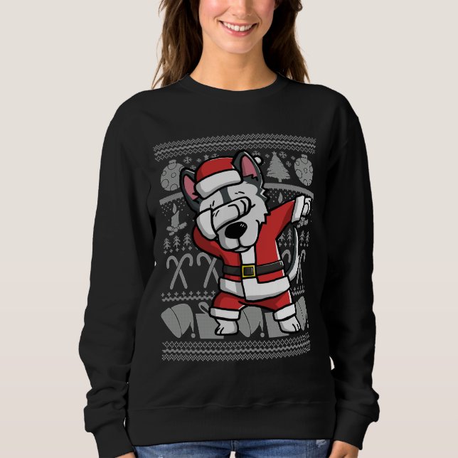 Dabbing Siberian Husky Ugly Christmas Sweat graphi (Devant)