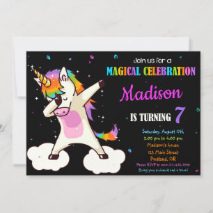 Dabbing Unicorn invitation anniversaire Magie fête