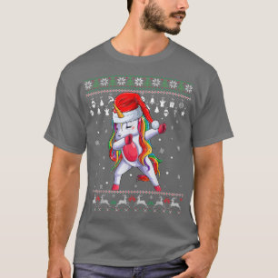 Dabbing Unicorn Père Noël Sweat Noël Enfants moche