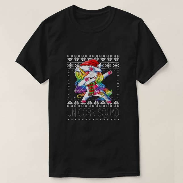 Dabbing Unicorn Squad Père Noël Sweat Noël laid (Design devant)