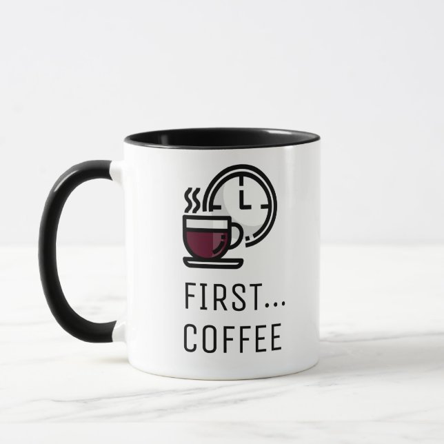 D'abord...Café avec Horloge Rétro & Tasse de Café (Gauche)