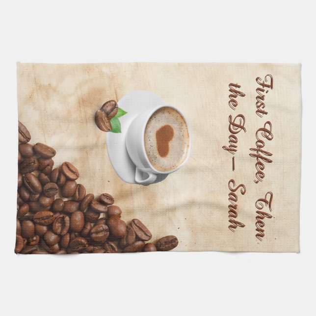 D'abord le café, puis la journée – Sarah Serviette (Horizontal)