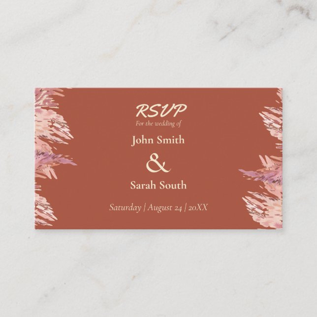 D'accompagnement 3,5 x 2 carte de boîtier Mariage RSVP - Terracotta (Devant)