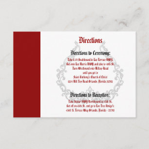 D'accompagnement 3,5 x 5 carte de direction Crimson rouge ornat Emb