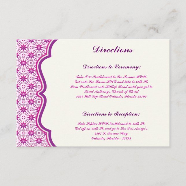 D'accompagnement 3,5 x 5 Carte de direction Magenta Purple Flowe Fo (Devant)