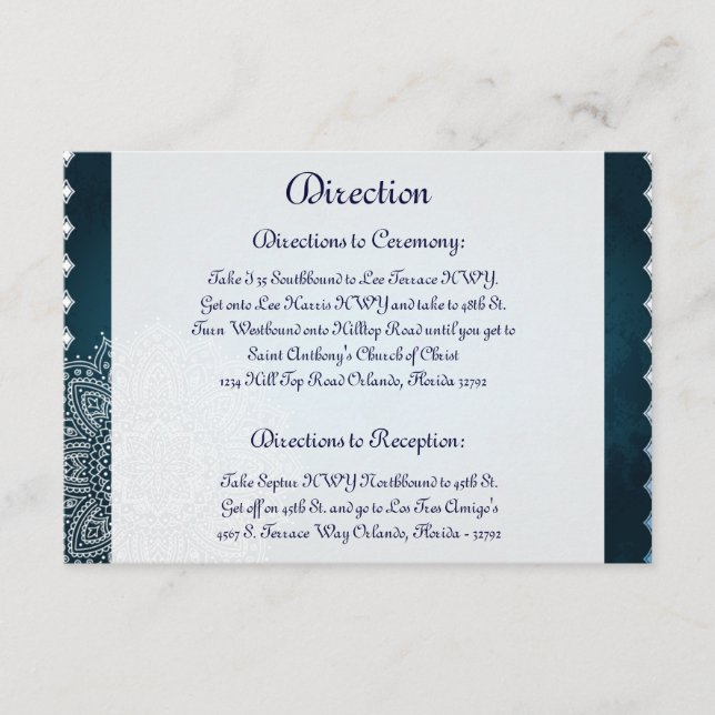 D'accompagnement 3,5 x 5 Carte de direction Profond Marocain Bleu (Devant)