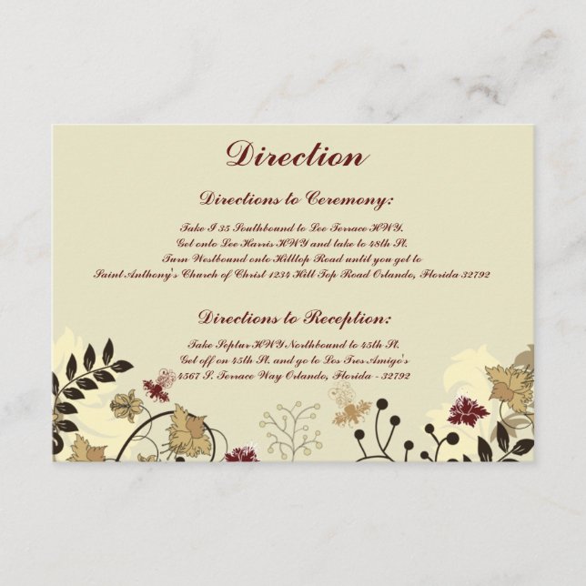 D'accompagnement 3,5 x 5 Direction Carte Automne Floral/Branches (Devant)
