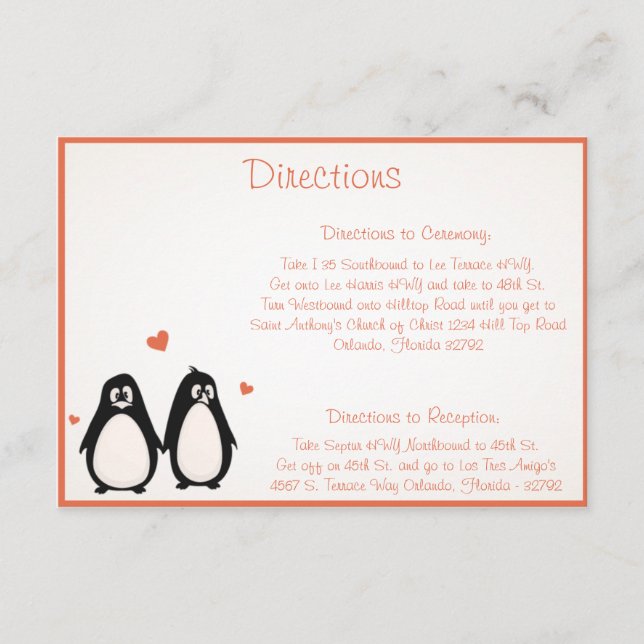 D'accompagnement 3,5 x 5 Direction Carte Penguin Love (Devant)