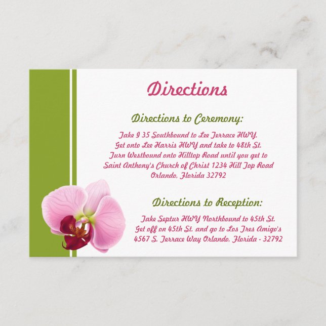 D'accompagnement 3,5 x 5 Direction Carte Pink Orchid Long Stand Flo (Devant)