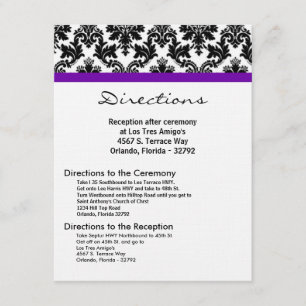 D'accompagnement 4x5 Carte de direction Black Damask Purple Recepti