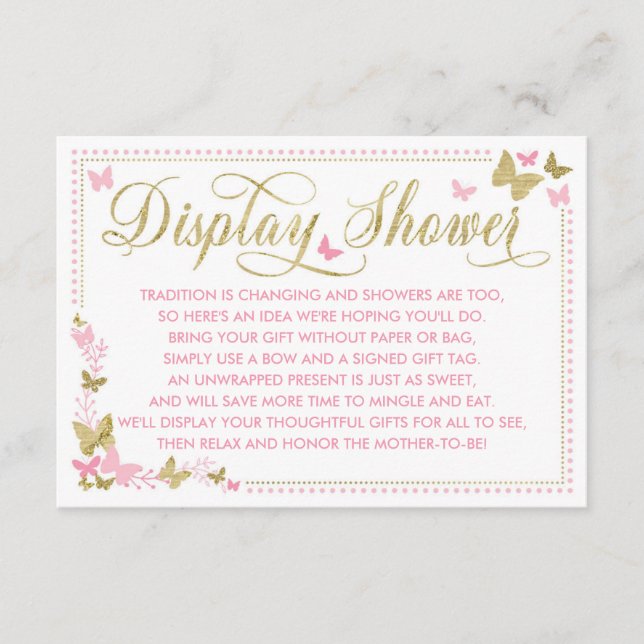 D'accompagnement Afficher la carte de douche, Baby shower papillon (Devant)