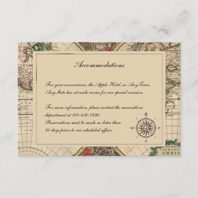 D'accompagnement Antique Vieux Monde Carte Mariage Insérer (Devant)