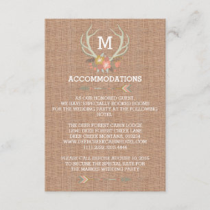 D'ACCOMPAGNEMENT ANTLERS FLORAUX CARTE D'HÉBERGEMENT MARIAGE RUST