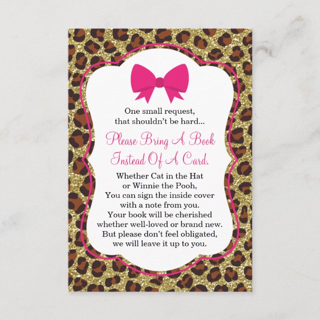 D'accompagnement Apportez Une Carte De Livre, Baby shower, Cheetah (Devant)