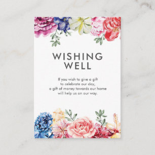 D'accompagnement Aquarelle florale brillante Carte Wishing Well