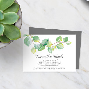 D'accompagnement Aquarelle vert Eucalyptus Carte de visite