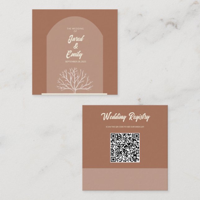 D'accompagnement Arch Style Nature Mariage QR Code Carte de boîtier (Devant / Derrière)