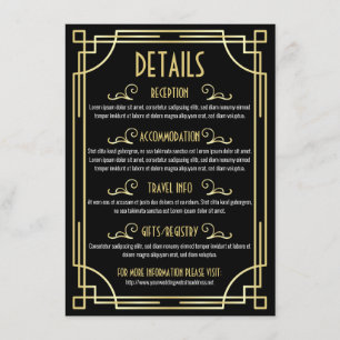 D'accompagnement Art Déco Détails du Mariage Carte Informations sur