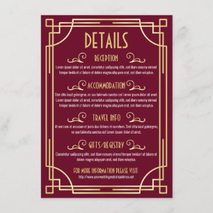 D'accompagnement Art Déco Détails du Mariage Carte Informations sur