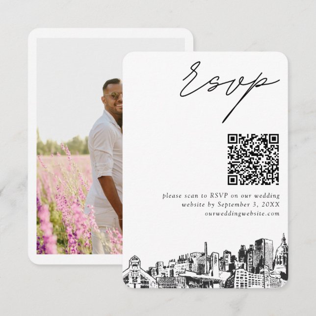 D'accompagnement Atlanta Wedding RSVP QR Code carte de petit boîtie (Devant / Derrière)