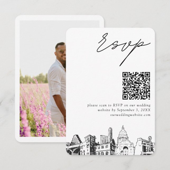 D'accompagnement Austin Wedding RSVP QR Code Carte de petit boîtier (Devant / Derrière)