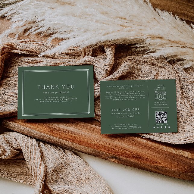 D'accompagnement AVERY Rustique Carte de Remerciement pour Commande (AVERY Rustic Dark Green Business Thank You Order Enclosure Card)