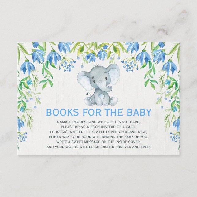D'accompagnement Baby Boy Elephant Blue Floral Apportez une carte d (Devant)