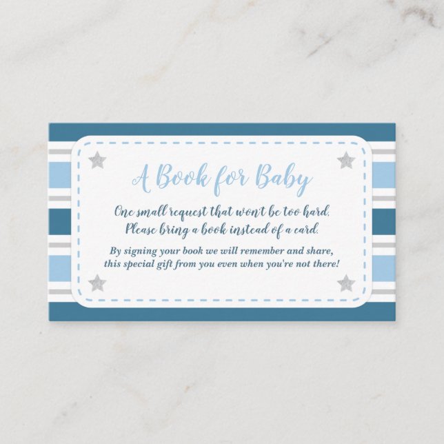D'accompagnement Baby Boy Shower Card Apportez une carte de livre (Devant)
