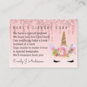 D'accompagnement Baby Library Demande de carte Pink Unicorn