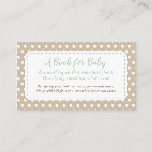 D'accompagnement Baby shower Apportez une carte de livre | Mint et  (Devant)
