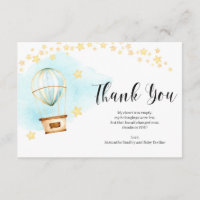Baby shower Carte de remerciements montgolfière an