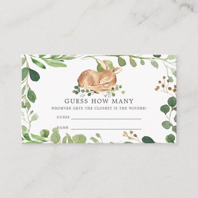 D'accompagnement Baby shower Cerf Devine Combien De Carte (Devant)