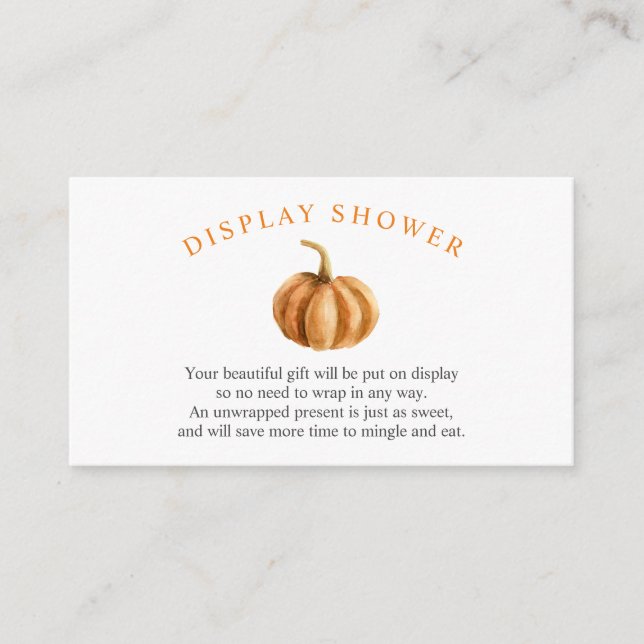 D'accompagnement Baby shower citrouille  écran douche carte d'inser (Devant)
