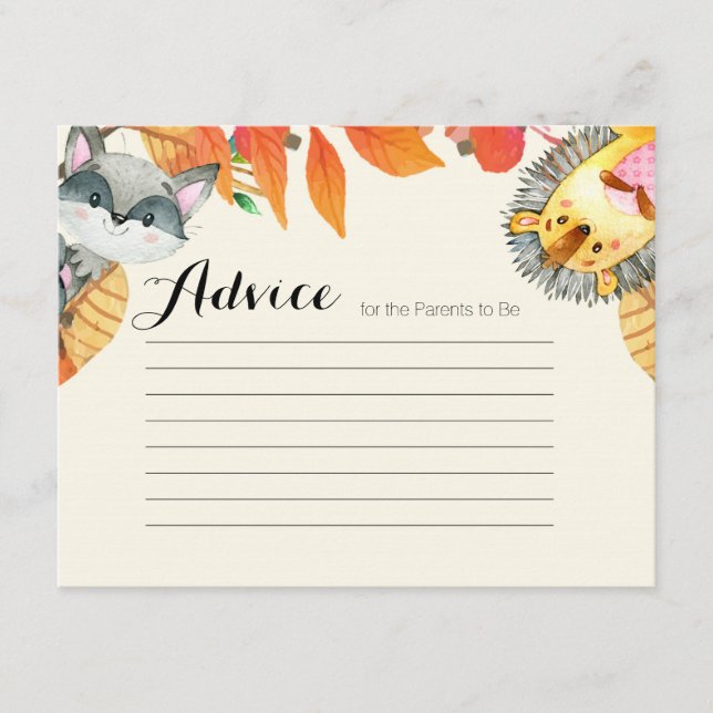 D'accompagnement Baby shower de carte de conseil animal Citrouille  (Devant)