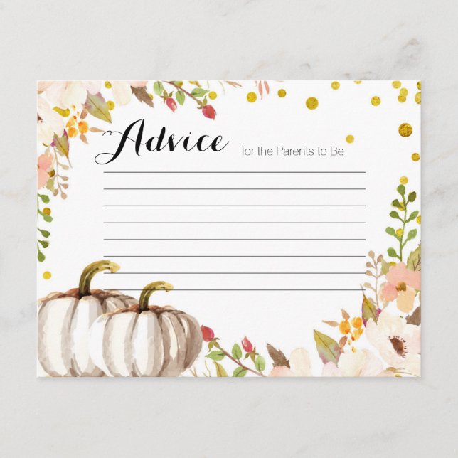 D'accompagnement Baby shower de carte de conseil citrouille Gold (Devant)