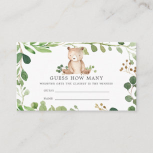 D'accompagnement Baby shower de l'ours Devine combien de carte
