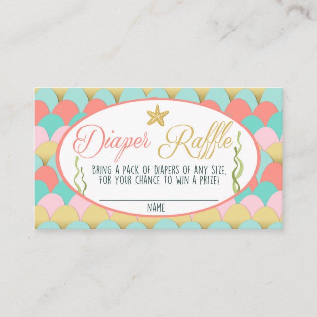 D'accompagnement Baby shower Déchets Carte Raffin Sirène Coral rose (Devant)