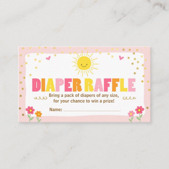 D'accompagnement Baby shower Déchets Carte Raffle Sunshine Girl Ros (Devant)